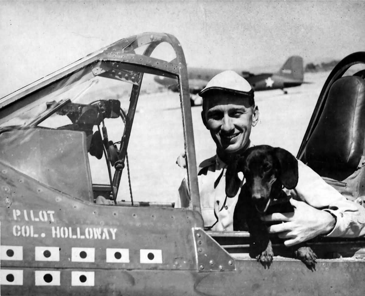 23rd Fighter Group CO Col. Bruce Holloway in his P-40K