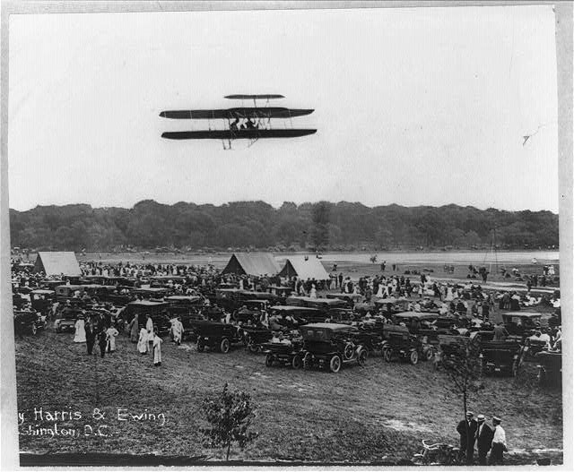 Orville Wright and passeger Lt. Lahm over Ft. Myer