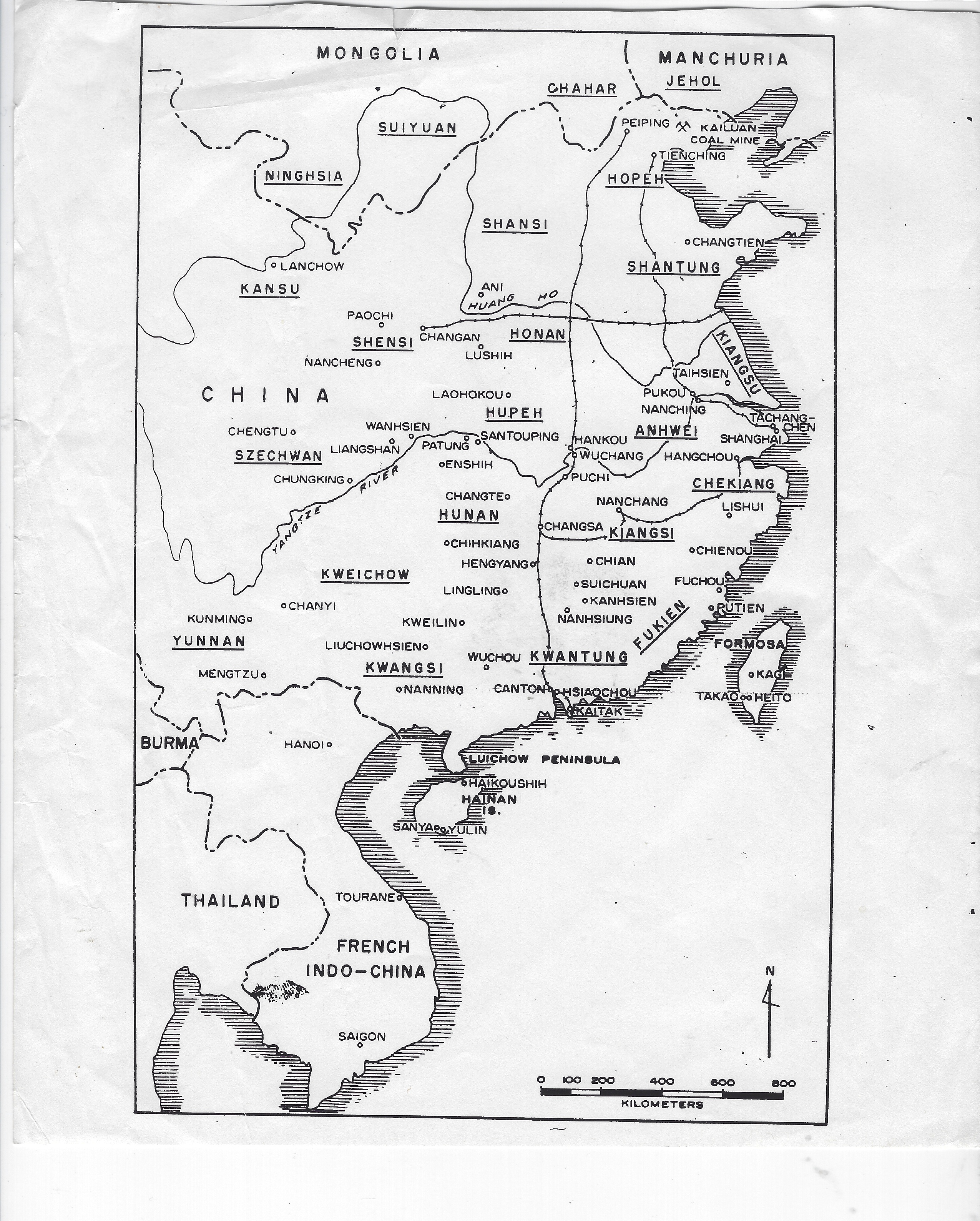 Map showing American and Japanese bases