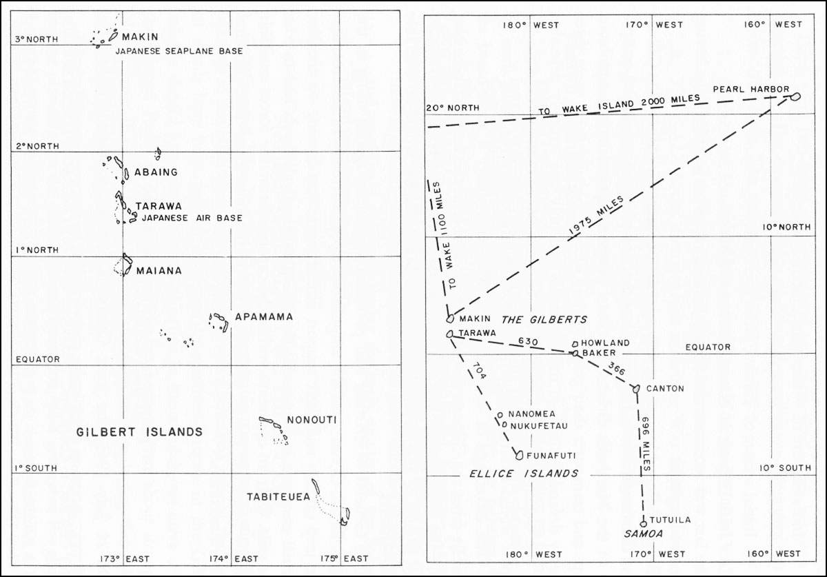 Map of the distance in the Central Pacific Air War